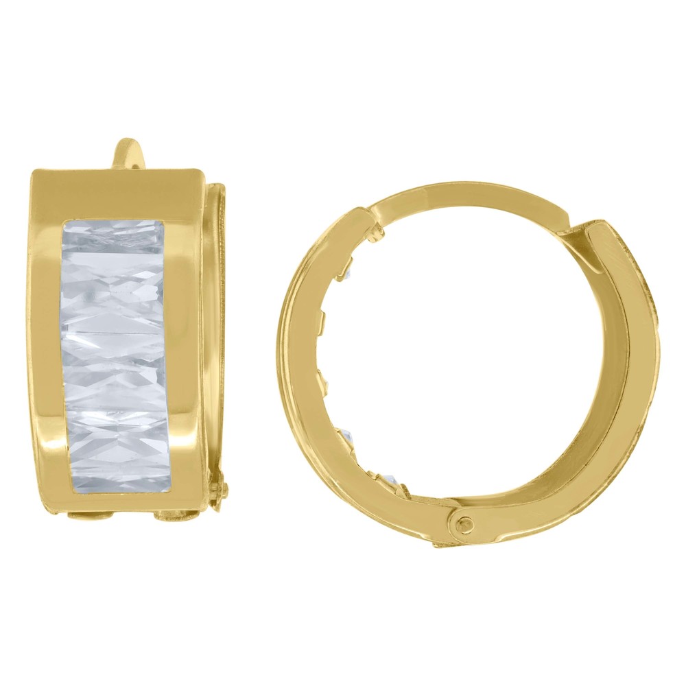 10kt 10k Yellow Gold Womens Cubic-Zirconia Hoop Earrings